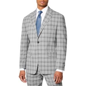(A9) Sean John Mens 46L Grey Glen Plaid Two Button Blazer Sport Coat Jacket